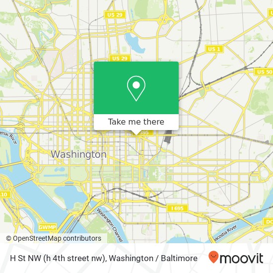 Mapa de H St NW (h 4th street nw), Washington, DC 20001