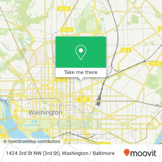 Mapa de 1424 3rd St NW (3rd St), Washington, DC 20001