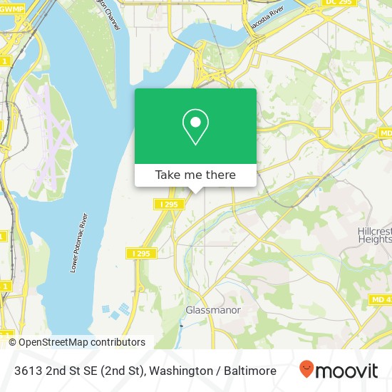 Mapa de 3613 2nd St SE (2nd St), Washington, DC 20032
