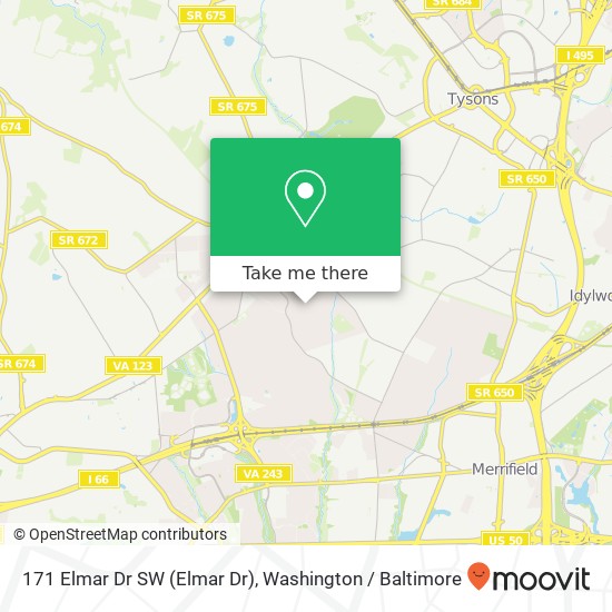 Mapa de 171 Elmar Dr SW (Elmar Dr), Vienna, VA 22180