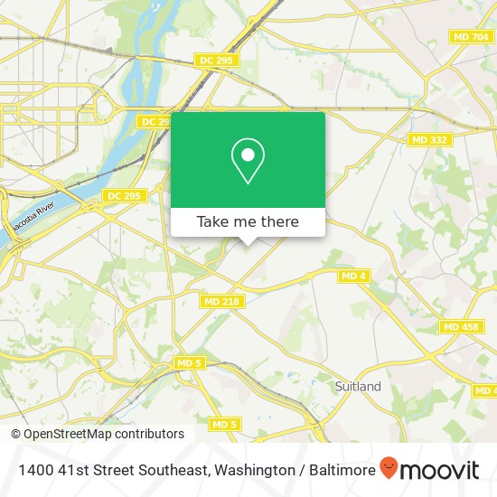 1400 41st Street Southeast, 1400 41st St SE, Washington, DC 20020, USA map