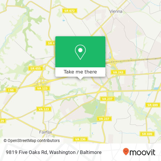 Mapa de 9819 Five Oaks Rd, Fairfax, VA 22031