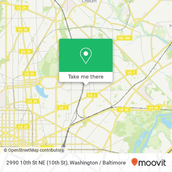 Mapa de 2990 10th St NE (10th St), Washington, DC 20017