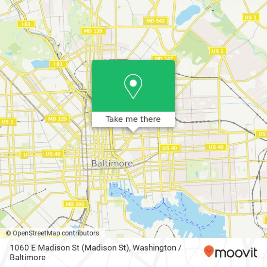 Mapa de 1060 E Madison St (Madison St), Baltimore, MD 21202