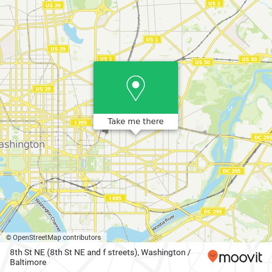 Mapa de 8th St NE (8th St NE and f streets), Washington (WASHINGTON), DC 20002