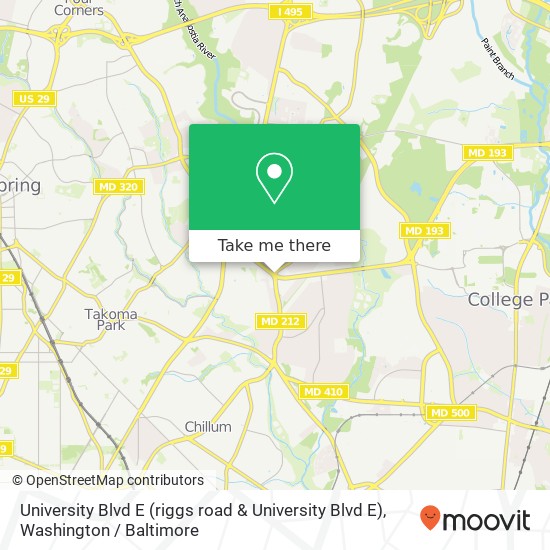 University Blvd E (riggs road & University Blvd E), Hyattsville, MD 20783 map
