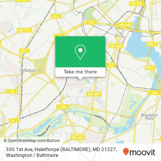 Mapa de 330 1st Ave, Halethorpe (BALTIMORE), MD 21227