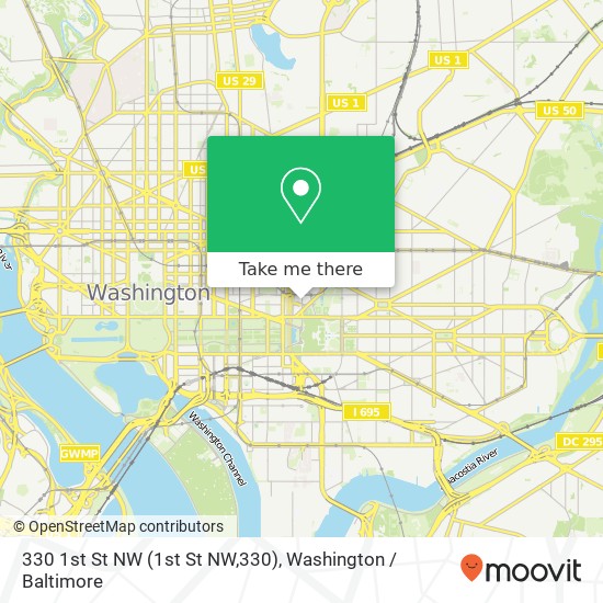 Mapa de 330 1st St NW (1st St NW,330), Washington, DC 20001