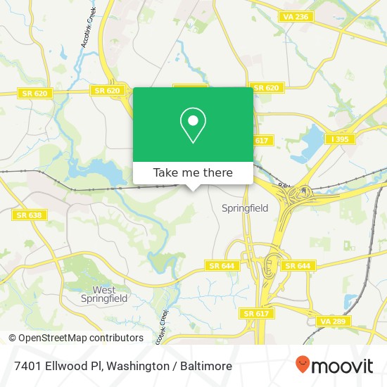 Mapa de 7401 Ellwood Pl, Springfield, VA 22150