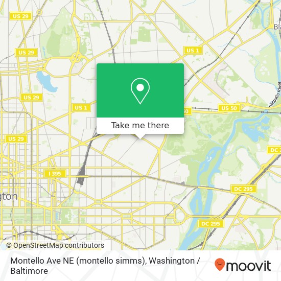 Mapa de Montello Ave NE (montello simms), Washington, DC 20002