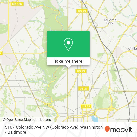 Mapa de 5107 Colorado Ave NW (Colorado Ave), Washington, DC 20011