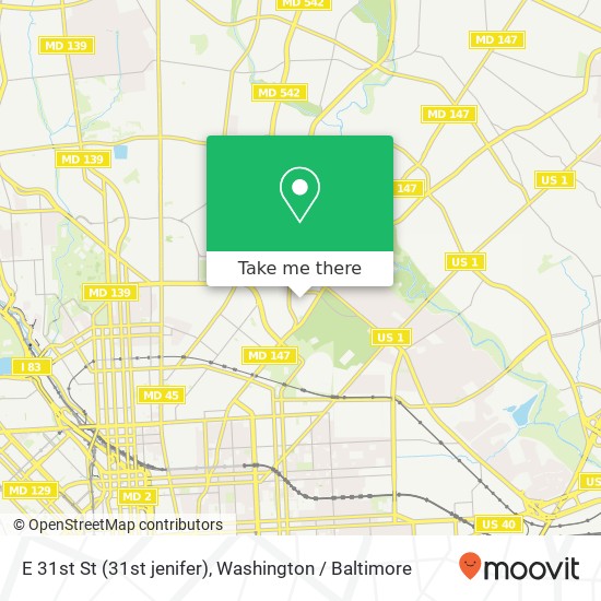 Mapa de E 31st St (31st jenifer), Baltimore, MD 21218