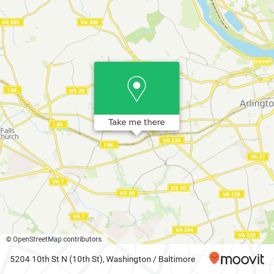 Mapa de 5204 10th St N (10th St), Arlington, VA 22205