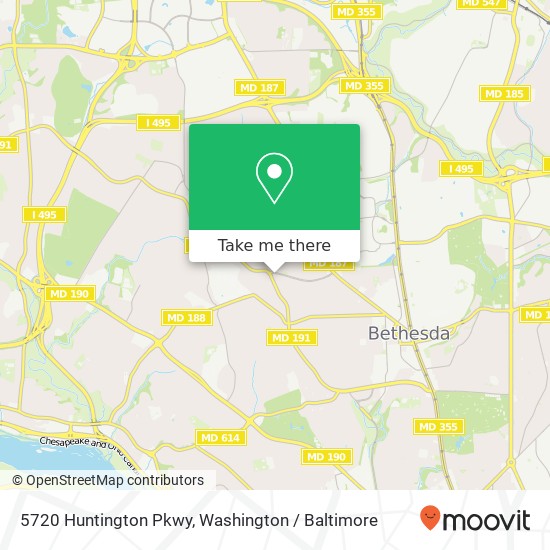 Mapa de 5720 Huntington Pkwy, Bethesda, MD 20814