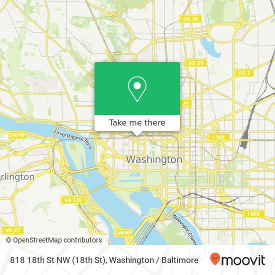 Mapa de 818 18th St NW (18th St), Washington, DC 20006
