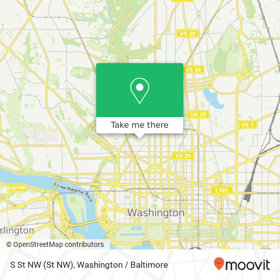 Mapa de S St NW (St NW), Washington, DC 20009