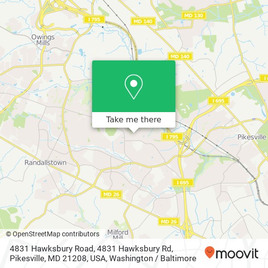 4831 Hawksbury Road, 4831 Hawksbury Rd, Pikesville, MD 21208, USA map
