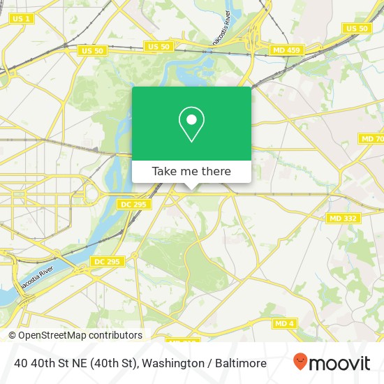 Mapa de 40 40th St NE (40th St), Washington, DC 20019