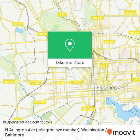 Mapa de N Arlington Ave (arlington ave mosher), Baltimore, MD 21217