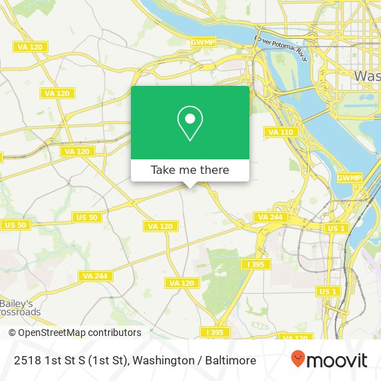 Mapa de 2518 1st St S (1st St), Arlington, VA 22204