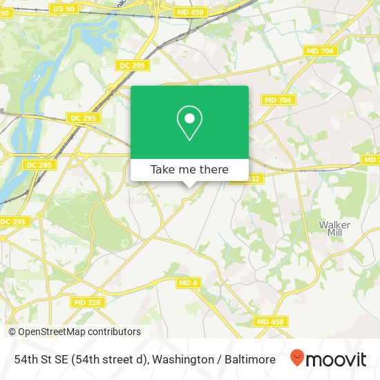 Mapa de 54th St SE (54th street d), Washington, DC 20019