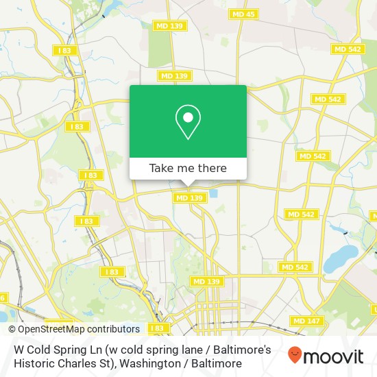 Mapa de W Cold Spring Ln (w cold spring lane / Baltimore's Historic Charles St), Baltimore (ROLAND PARK), MD 21210