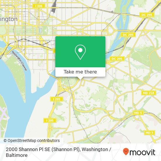 Mapa de 2000 Shannon Pl SE (Shannon Pl), Washington, DC 20020