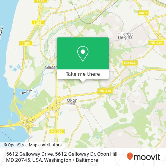 Mapa de 5612 Galloway Drive, 5612 Galloway Dr, Oxon Hill, MD 20745, USA