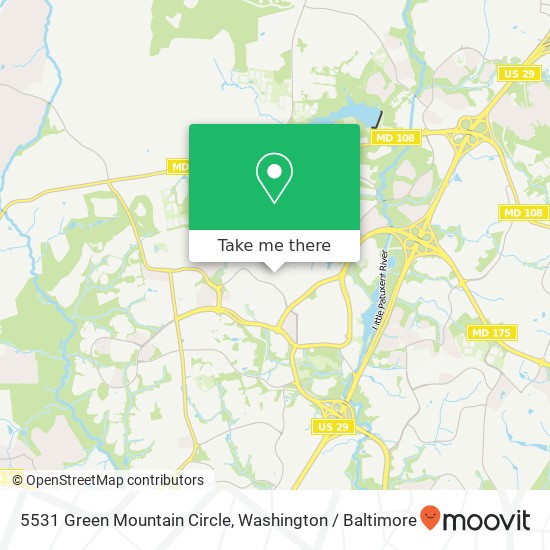Mapa de 5531 Green Mountain Circle, 5531 Green Mountain Cir, Columbia, MD 21044, USA