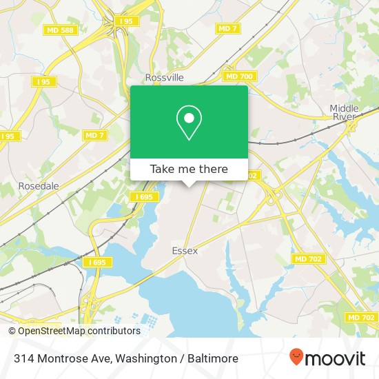 Mapa de 314 Montrose Ave, Essex, MD 21221