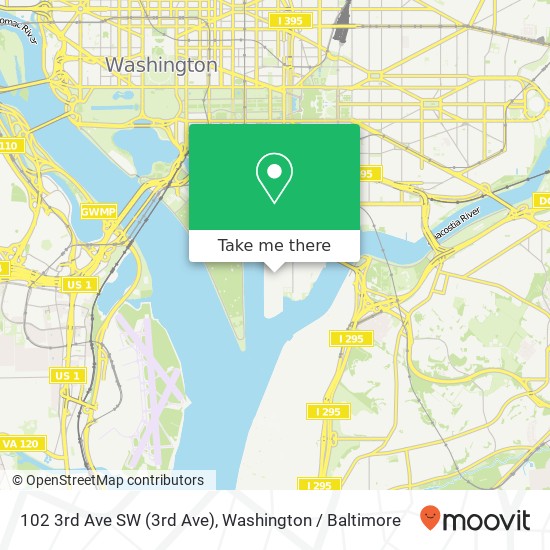 Mapa de 102 3rd Ave SW (3rd Ave), Washington, DC 20024