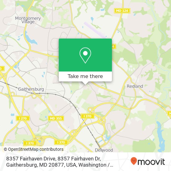 Mapa de 8357 Fairhaven Drive, 8357 Fairhaven Dr, Gaithersburg, MD 20877, USA
