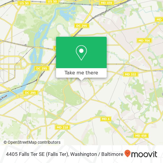 Mapa de 4405 Falls Ter SE (Falls Ter), Washington, DC 20019