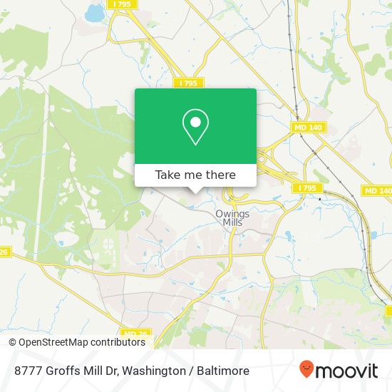 Mapa de 8777 Groffs Mill Dr, Owings Mills, MD 21117