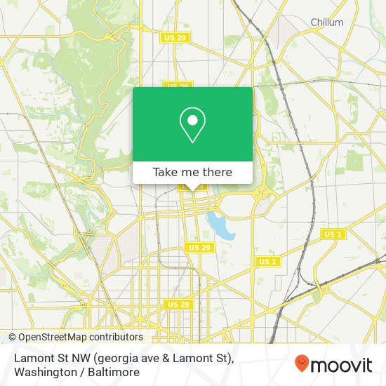 Mapa de Lamont St NW (georgia ave & Lamont St), Washington, DC 20010