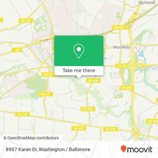 Mapa de 8907 Karen Dr, Fairfax, VA 22031