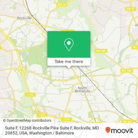 Mapa de Suite F, 12268 Rockville Pike Suite F, Rockville, MD 20852, USA