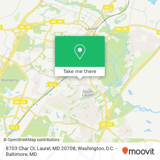 Mapa de 8703 Char Ct, Laurel, MD 20708