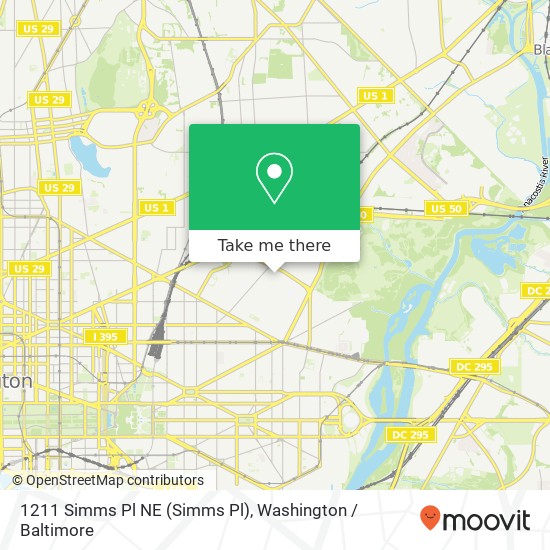 Mapa de 1211 Simms Pl NE (Simms Pl), Washington, DC 20002