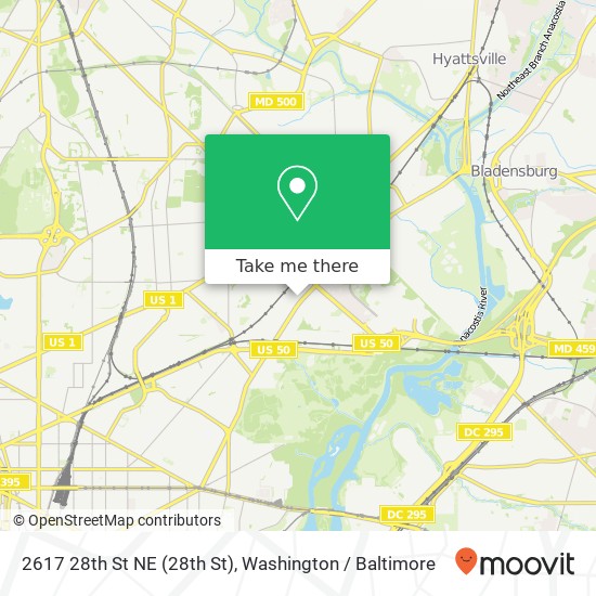 Mapa de 2617 28th St NE (28th St), Washington, DC 20018