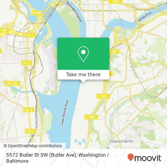 Mapa de 5572 Butler St SW (Butler Ave), Washington, DC 20032