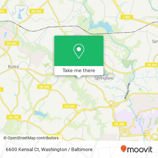 Mapa de 6600 Kensal Ct, Springfield, VA 22152