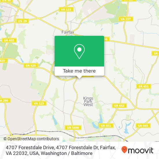Mapa de 4707 Forestdale Drive, 4707 Forestdale Dr, Fairfax, VA 22032, USA