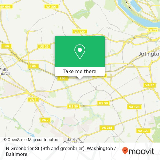 Mapa de N Greenbrier St (8th and greenbrier), Arlington, VA 22205