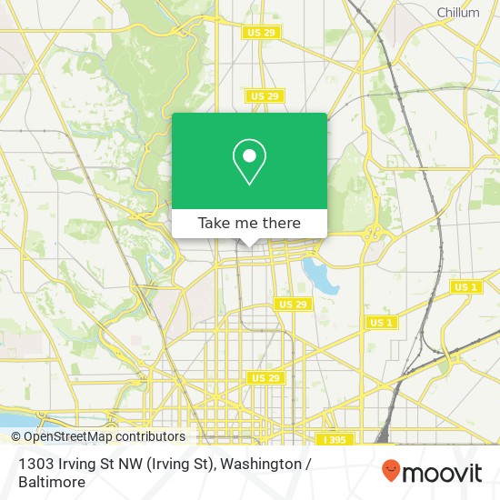 Mapa de 1303 Irving St NW (Irving St), Washington, DC 20010