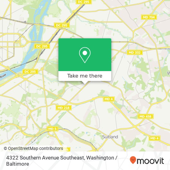 Mapa de 4322 Southern Avenue Southeast, 4322 Southern Ave SE, Washington, DC 20019, USA