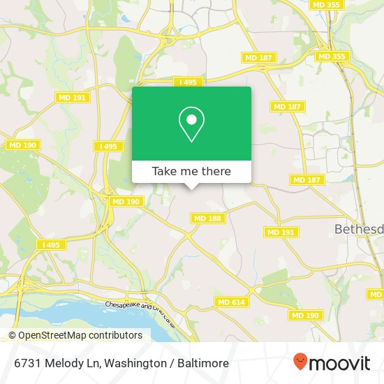 Mapa de 6731 Melody Ln, Bethesda, MD 20817