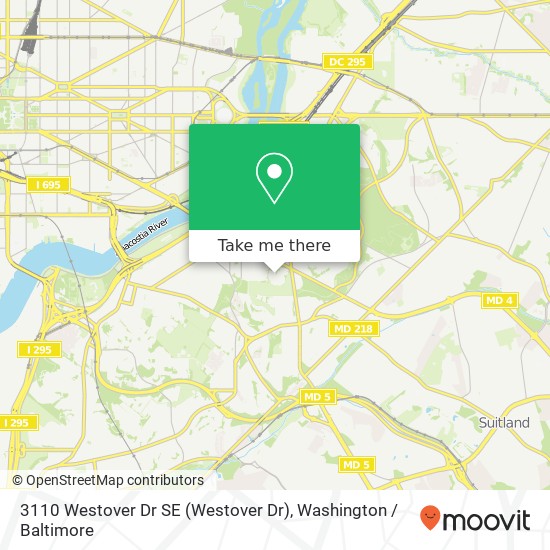 Mapa de 3110 Westover Dr SE (Westover Dr), Washington, DC 20020