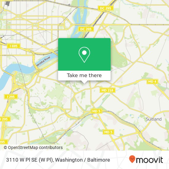Mapa de 3110 W Pl SE (W Pl), Washington, DC 20020