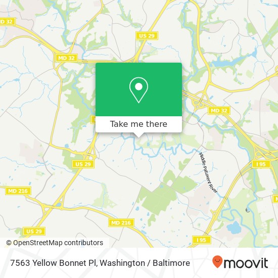 Mapa de 7563 Yellow Bonnet Pl, Columbia, MD 21046